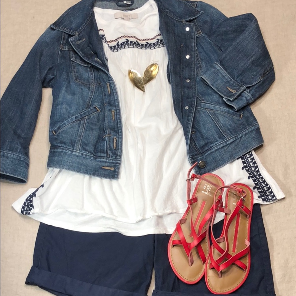 New Directions Red Leather Sandals 7-1/2